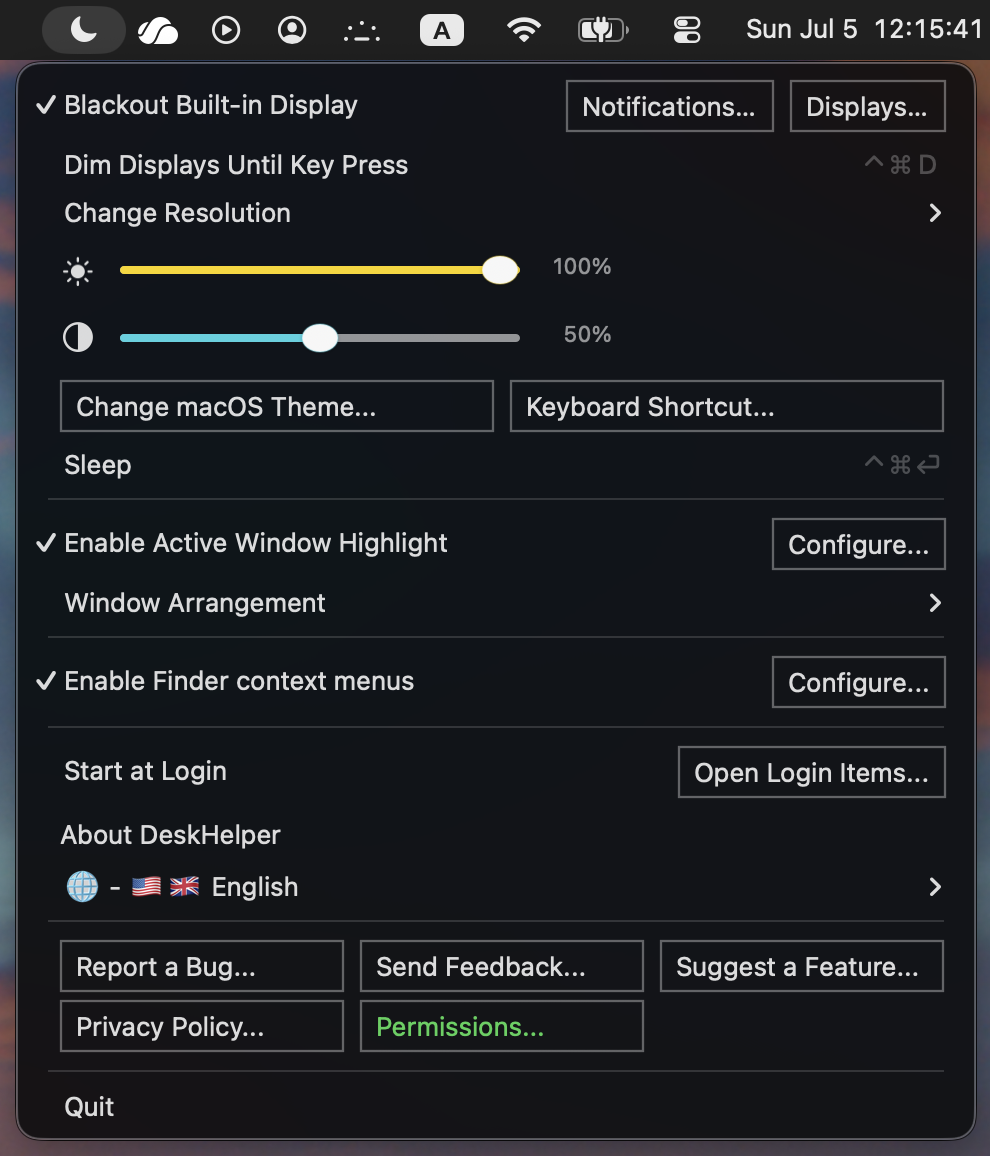 Main menu