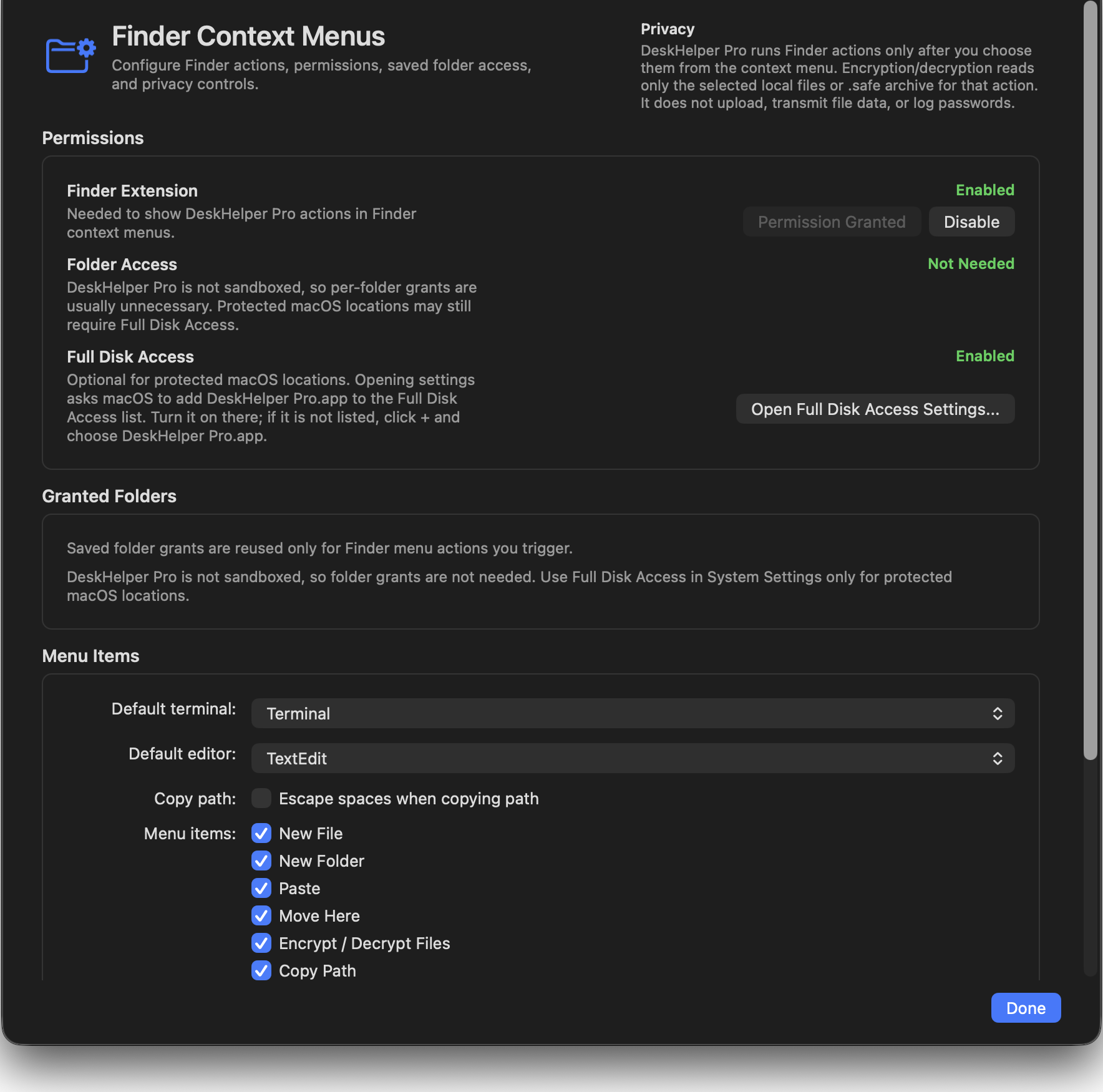 Finder permissions