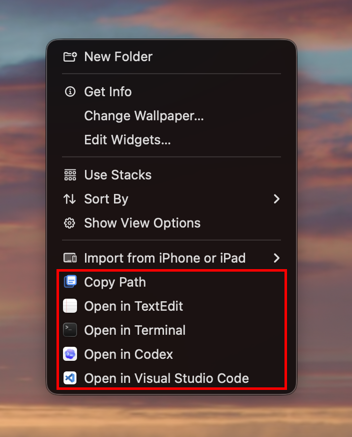 Finder context menu showing DeskHelper Pro actions such as New File, New Folder, Paste, Copy Path, Open in apps, Encrypt or Decrypt Safes, and Secure Pocket.