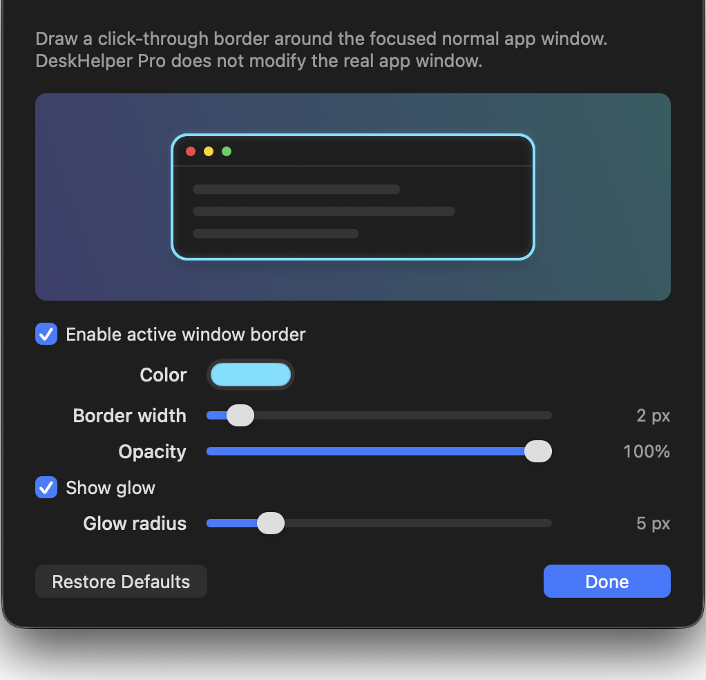 Active-window highlight