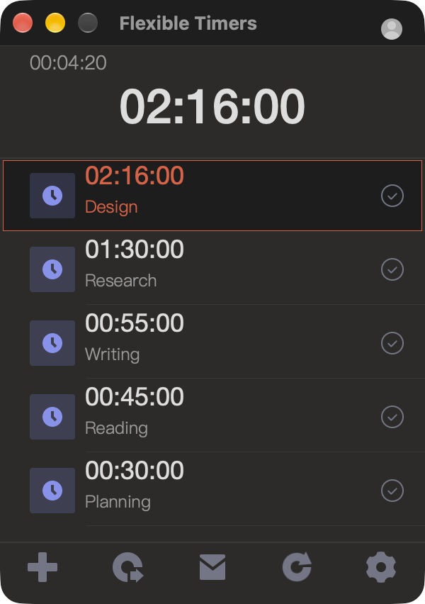 「Design」「Research」「Writing」「Reading」「Planning」の5つのタスクをまとめた、コンパクトなクラシックワークスペース。