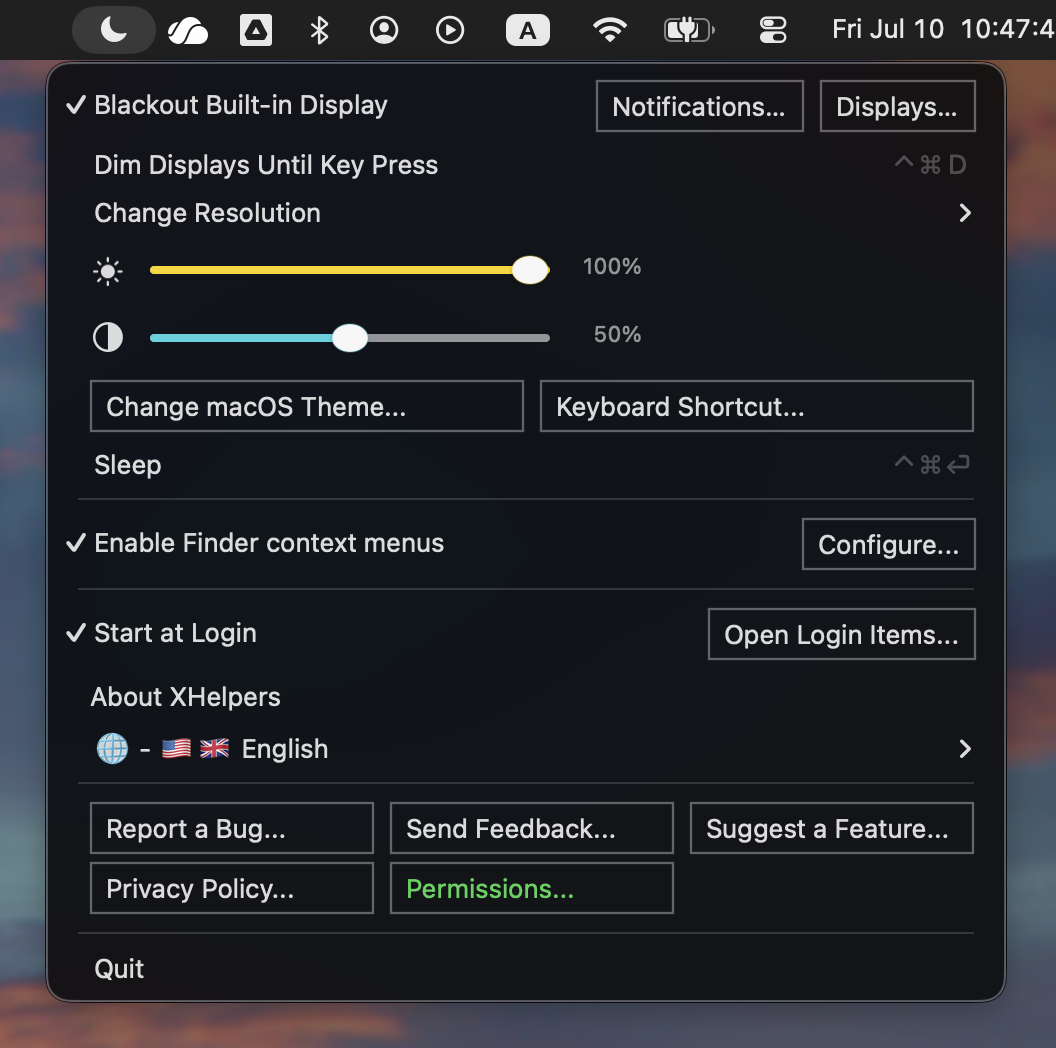 Main menu