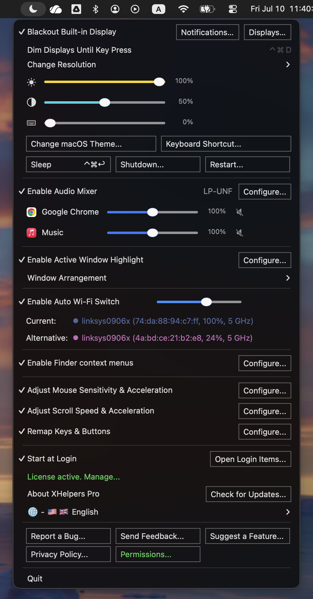 Main menu