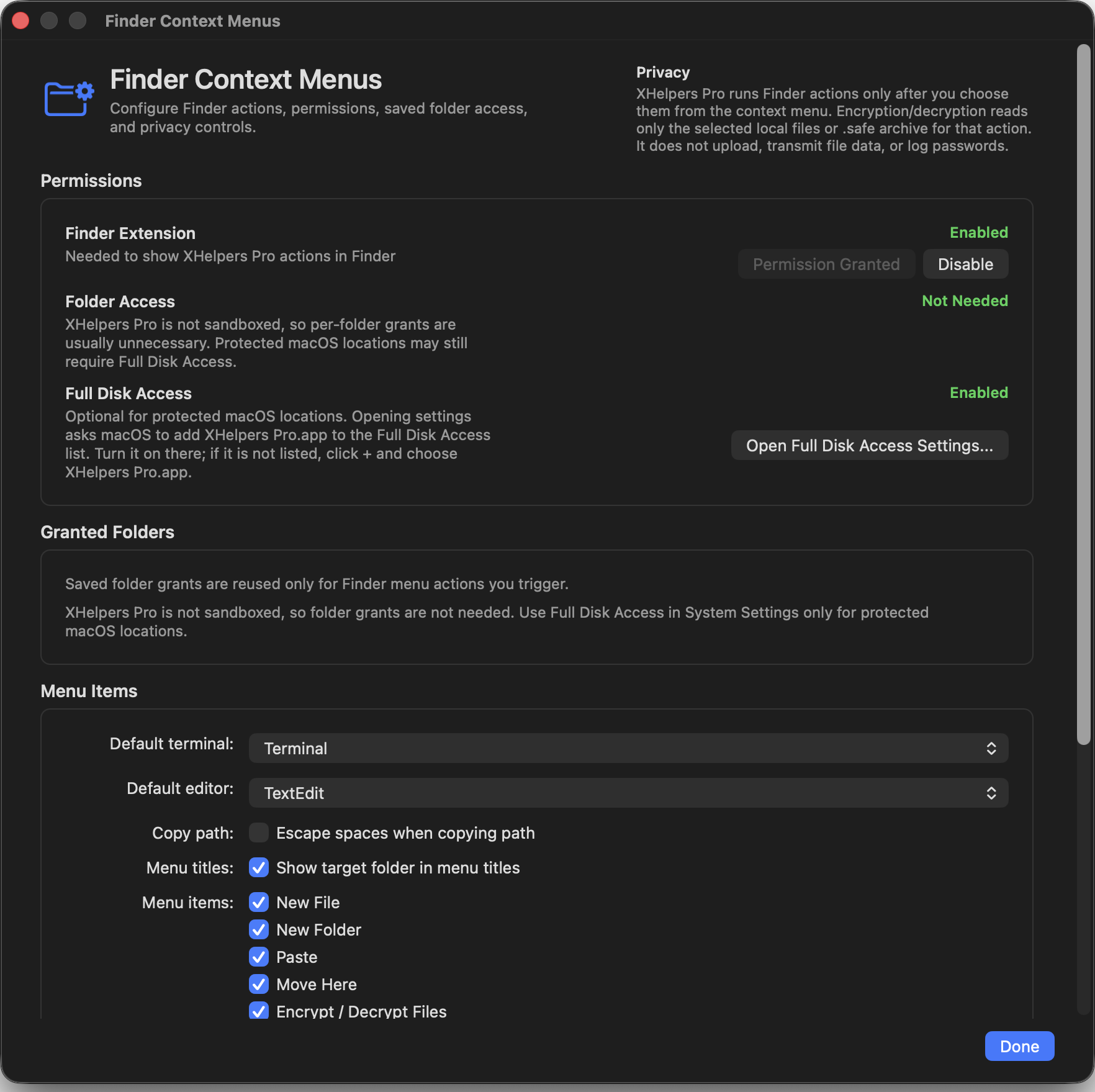 Finder permissions