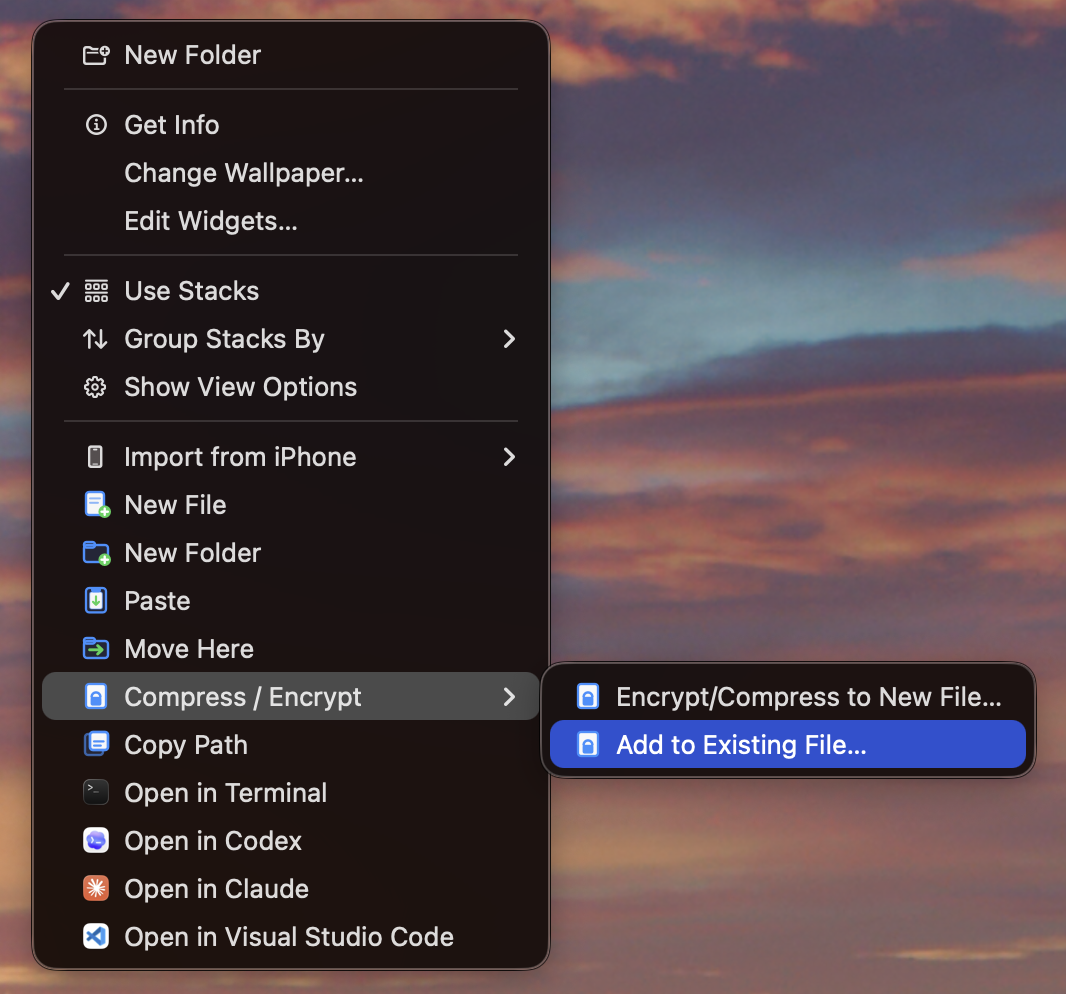 Finder actions