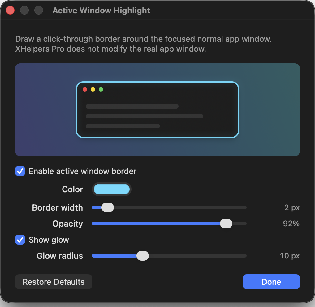 Active-window highlight