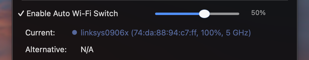 Auto Wi-Fi Switch in the menu