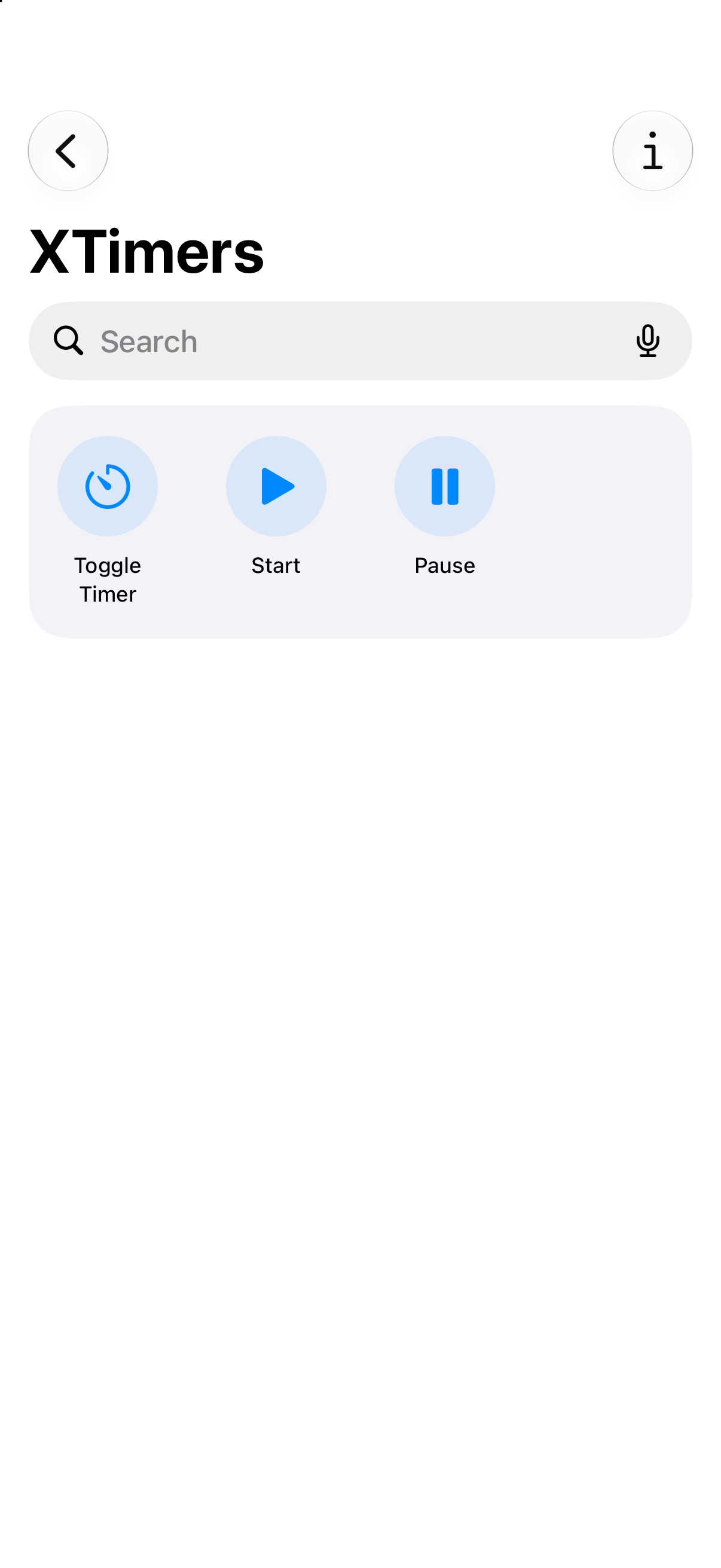Дії «Toggle Timer», «Start» і «Pause» у вбудованій програмі «Швидкі команди».