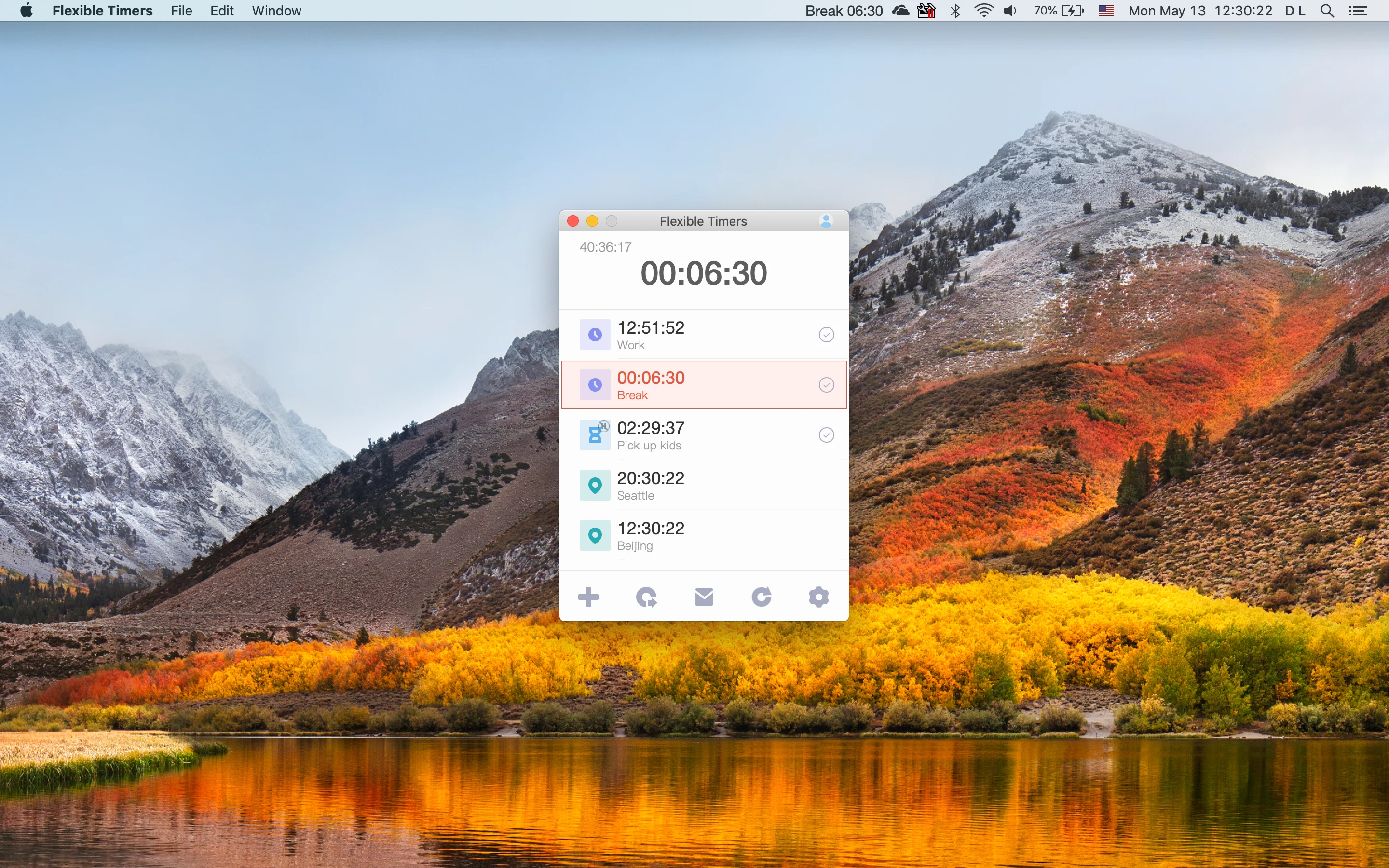 Flexible Timers single-column timer list
